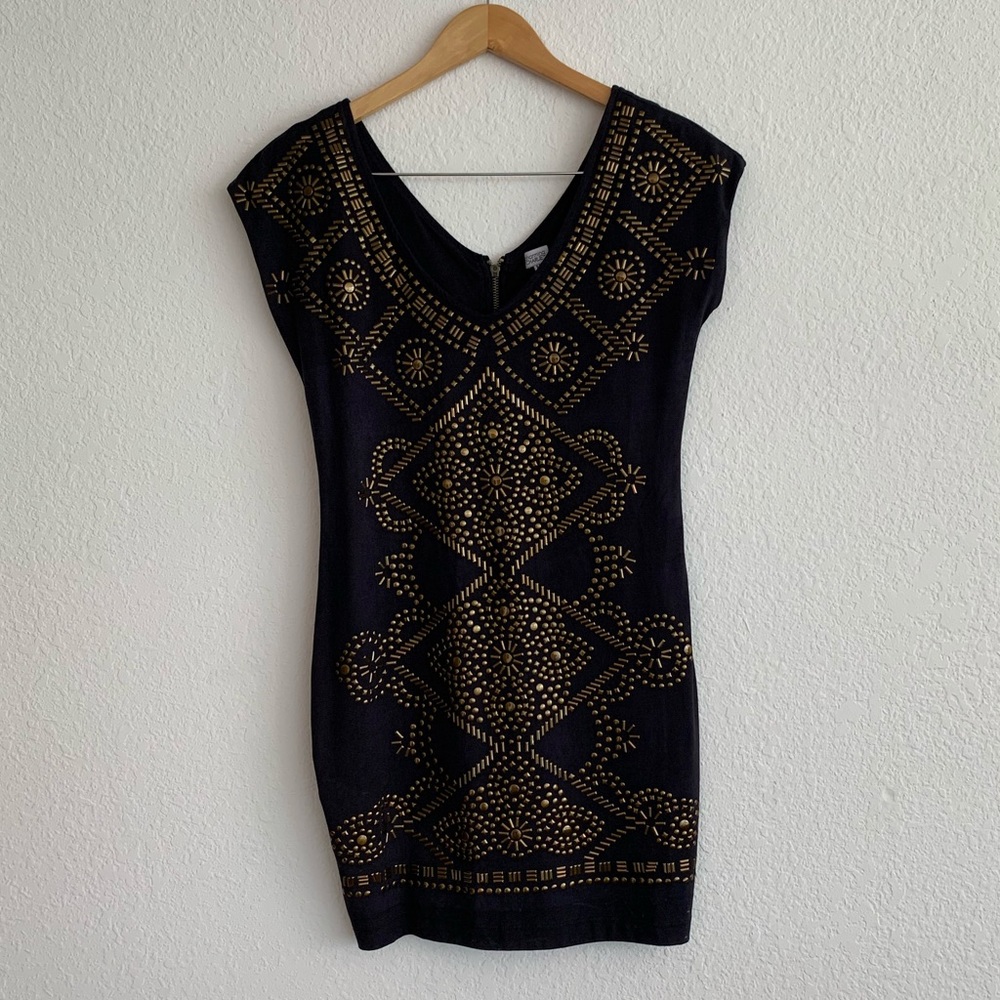 Suede rhinestone dress